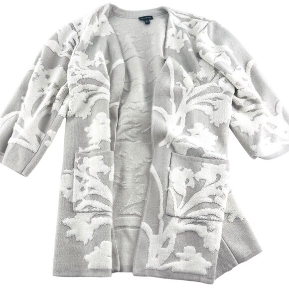 The Limited Women's Open Cardigan Sweater size Small Acrylic Blend Gray Floral - Picture 1 of 4